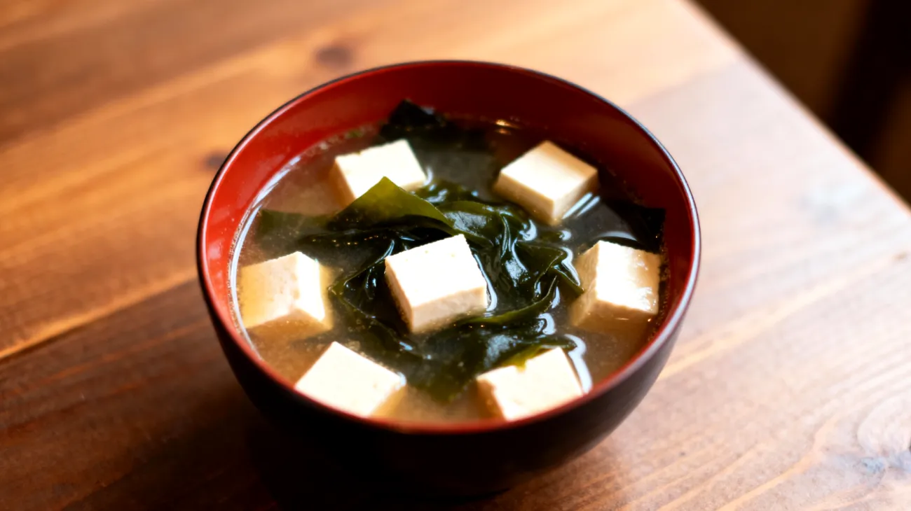 Zuppa di miso con alghe wakame e tofu"